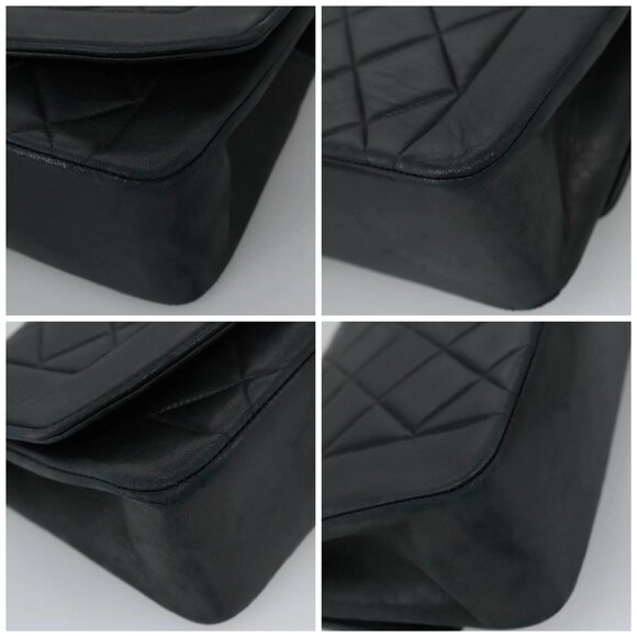 CHANEL Matelasse Chain Shoulder Bag Lamb Skin Black Gold CC Auth 97459 - Picture 15 of 16